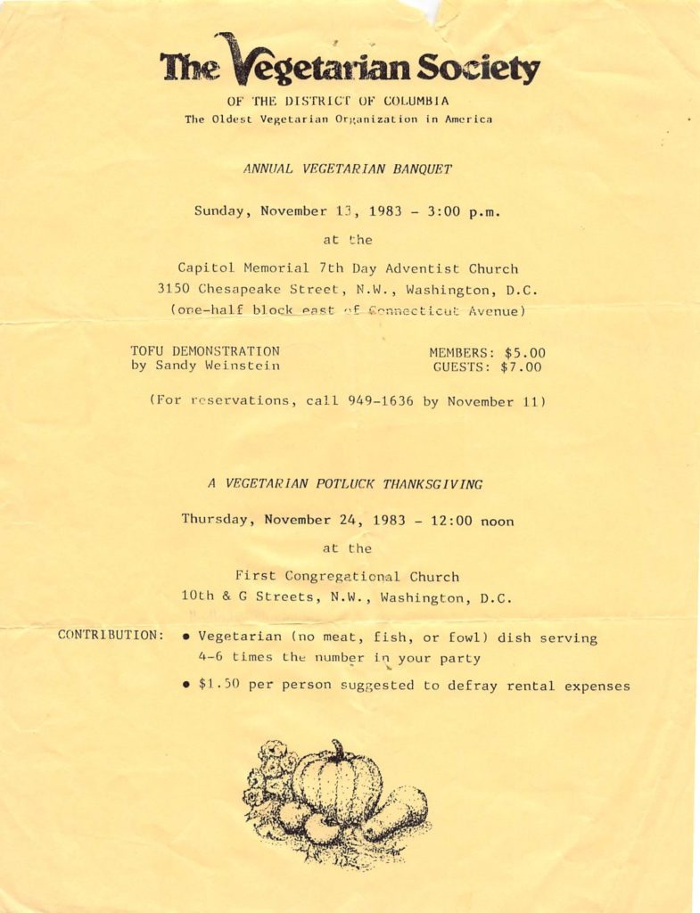 Vegetarian Banquet _ Thanksgiving 1983